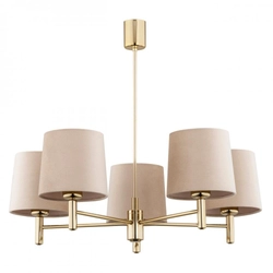 Żyrandol złoty z abażurami beżowymi Ponte Plus duży