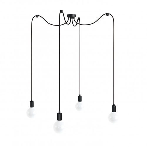 Czarna lampa pająk Loft multi metal line X4 lampa wisząca KOLOROWE KABLE