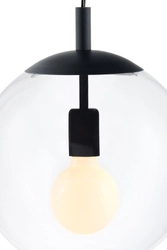 Lampa wisząca ALUR M czarna, transparentny klosz, 30 cm, Kaspa