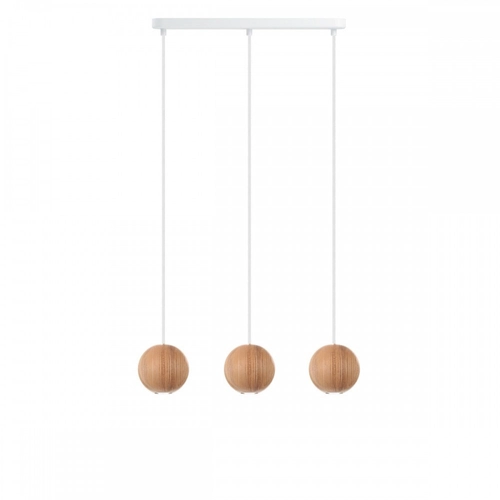 Drewniana lampa sufitowa Loft Sferni 3L GU10 lampa wisząca na listwie KOLOROWE KABLE
