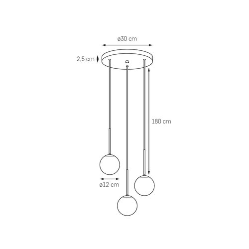 Lampa wisząca trzypunktowa LAMIA 3 złoto, czarny przewód, Kaspa
