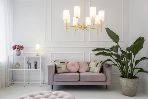 Żyrandol złoty Abruzzo duży biały