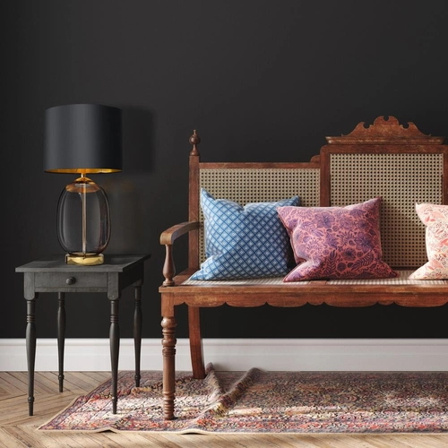 Lampa stołowa SALVADOR czarna, złote wykończenie, Kaspa