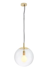 Lampa wisząca ALUR M złota, transparentny klosz, 30 cm, Kaspa