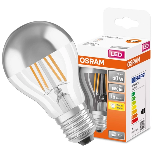 Żarówka LED E27 7W 650lm 2700K srebrna OSRAM