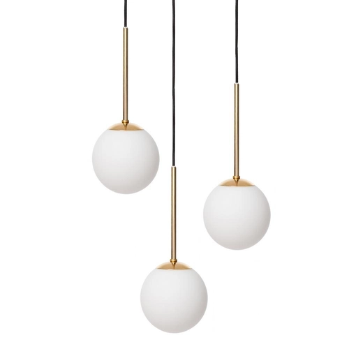 Lampa wisząca trzypunktowa LAMIA 3 złoto, czarny przewód, Kaspa