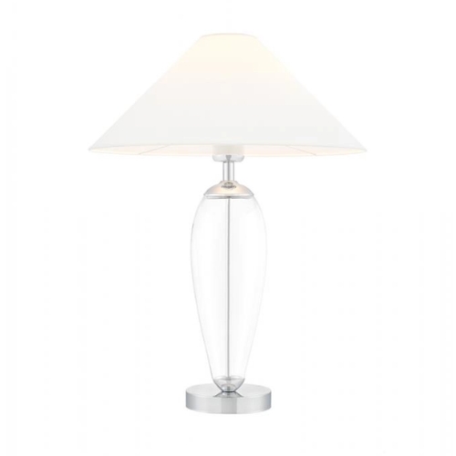 Lampa stołowa REA SILVER biała, z transparentną podstawą, Kaspa